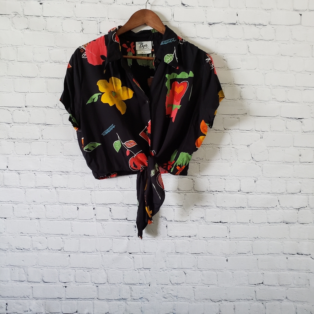 Byer California Tropical Floral Crop Top